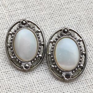 Vintage mother of pearl marcasite earrings
